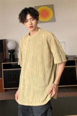 8XL-M特大码夏季短袖冰丝皱感透气T恤男潮垂感宽松半袖DX305P45，男装T恤，电商D206-1