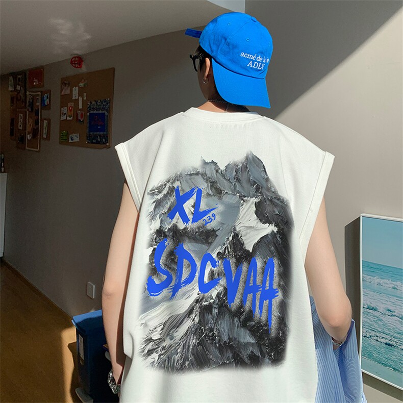 港风油画抽象字母印花无袖T恤夏背心/马甲/坎肩XZ514-2-1288-P23，男装背心/马甲，星座514-2(原B239)