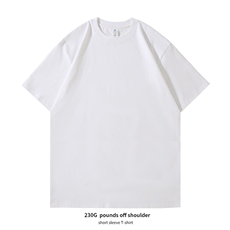 230克纯棉白色圆领短袖夏季潮牌打底衫T恤男情侣装T92309B-3，男装T恤，星座310B-1