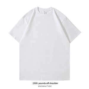 230克纯棉白色圆领短袖夏季潮牌打底衫T恤男情侣装T92 309B-3图片