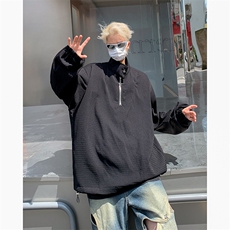 秋款男半高领套头卫衣华夫格夹克十字架拉链外套WY102P45，男装卫衣，星座1013-1