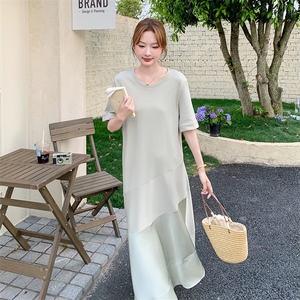 法式轻熟风连衣裙女2025夏季新款气质高级感独特绝美鱼尾拼接长裙图片