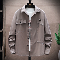 衬衣男新款纯棉工装翻领休闲时尚长袖衬衫XZ310B-3-CY805-P58，男装衬衫，星座310B-3
