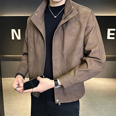 25618-M-4XL-P145店主风秋季立领男士休闲刺绣复古风皮衣夹克外套，男装皮衣，电商B255