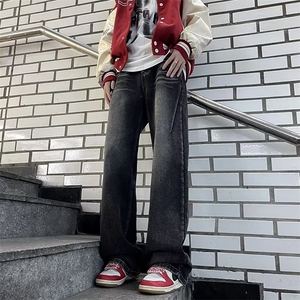 男士牛仔裤春秋款宽松直筒美式高街潮牌直筒宽松阔腿裤子N40-P50图片