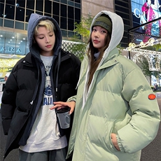 特批港风情侣夜景新款时尚宽松假两件连帽棉衣MY2273P70控118，男装棉衣，电商A247