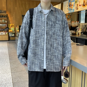 加绒加厚秋冬港风男大码小香风衬衫宽松印花长袖衬衣外套/8813p60图片