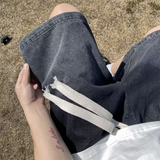 牛仔裤男女短裤浅变宽松潮流百搭痞帅五分裤夏季中裤子D1088-p35，男装牛仔裤，星座1008