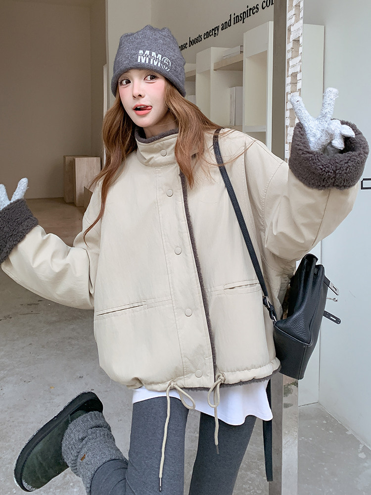 减龄小个子拼色加厚派克服女冬短款工装保暖外套,女装派克服,浙宝113