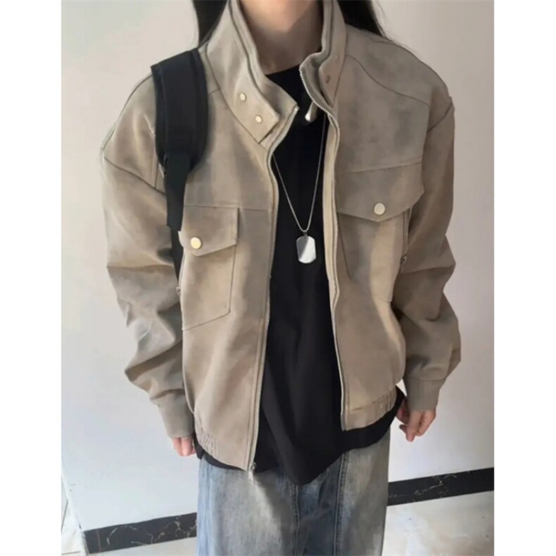 皮衣外套女短款小个子春秋港风复古机车小皮衣夹克上衣JW122,男装夹克,星座1116A（原606A-3）