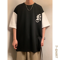 冰氧仿棉短袖港风暖光夏季休闲百搭字母印花男上衣TC3151-P24控48，男装T恤，星座717