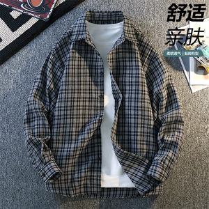 2026春季现货（跨境电商）四季款格子衬衫潮流宽松格纹衬衣图片
