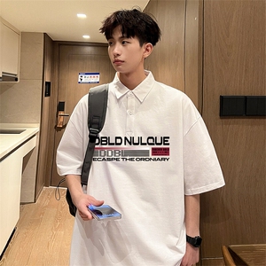 可设48小时支持抖音得物来样二开 网眼透气翻领t恤美式短袖POLO衫图片