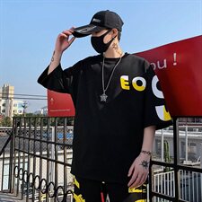 2021夏季新款潮男宽松潮流百搭字母印花短袖T恤男潮A436-H27，男装T恤，电商A436