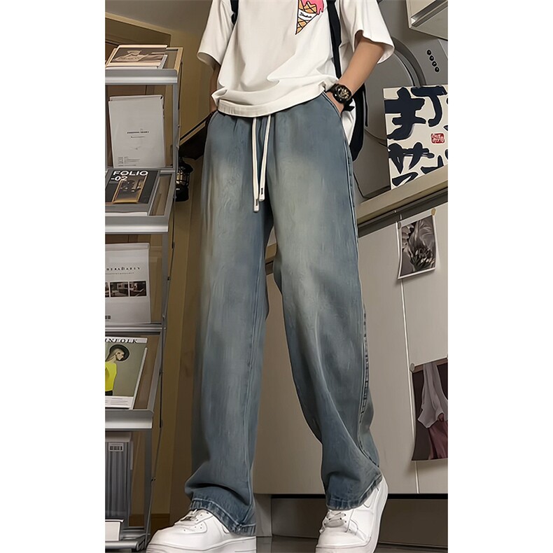 牛仔裤男直筒宽松大码抽绳美式裤子长裤K8471-P38【特价】,男装牛仔裤,电商A007-1