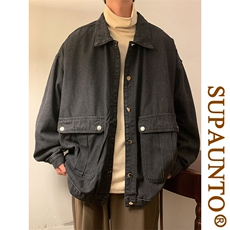 牛仔外套男韩版潮流高街帅2023春秋新款ins宽松百搭夹克W4626-P57，男装大码男装，星座412-3