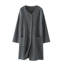 开衫女中长款V领秋冬慵懒软糯休闲宽松保暖35%羊绒衫，女装羊绒衫，更慕羊绒