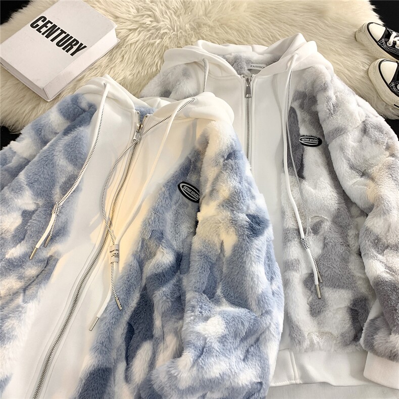暖光平铺/直播 假两件连帽羊羔毛外套棉衣不夹棉 M6061-P138控178图片