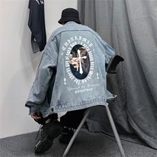 牛仔外套男秋美式高街hiphop痞帅炸街夹克宽松潮牌上衣JK1033-P68，男装工装外套，星座1103-3