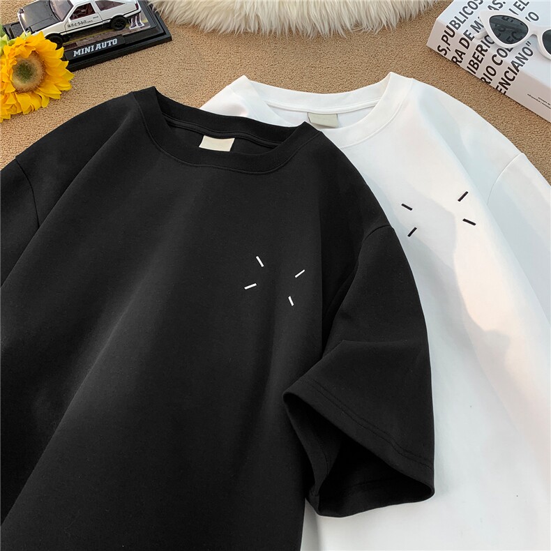 主推马吉拉刺绣情侣短袖T恤重磅基础百搭半袖上衣H951P28控38，男装T恤，电商A341