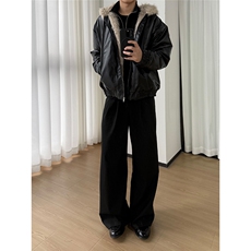 美式PU皮衣兔毛座山雕棉服外套W1871/特P110，男装皮衣，电商B350