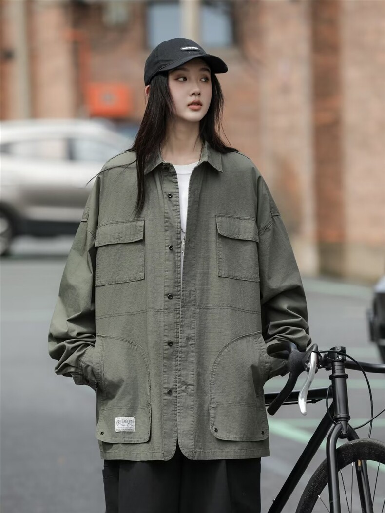 工装衬衫外套男女春秋新款休闲长袖衬衣时尚宽松秋冬季开衫夹克男,男装衬衫,星座601-2