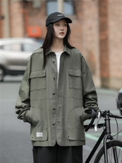 工装衬衫外套男女春秋新款休闲长袖衬衣时尚宽松秋冬季开衫夹克男，男装衬衫，星座601-2