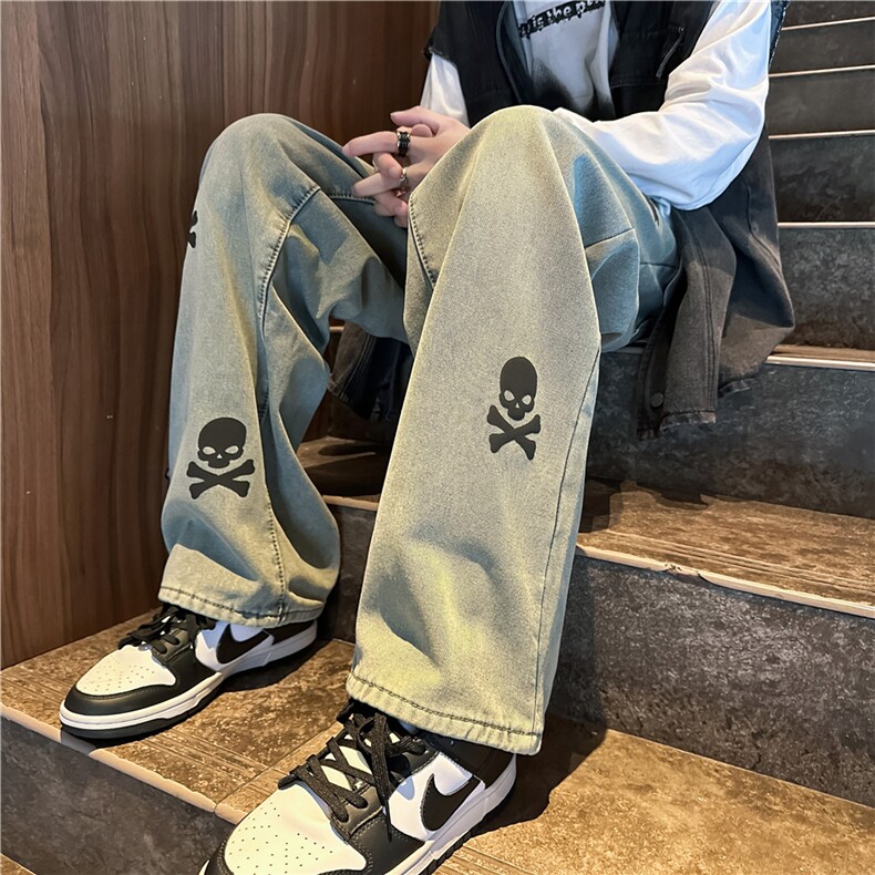 k1063-p55-控78 M-5XL 现货显高显瘦黄泥港风高阶牛仔裤多口袋图片