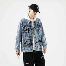 JK823-p80M-5X无影墙ins牛仔夹克绣花破洞大码男日系CITYBOY，男装夹克，星座103A