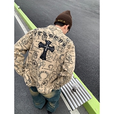 潮牌设计感夹克秋季美式街头男士工装宽松痞帅牛仔外套JK1087-P85，男装夹克，星座1103-3