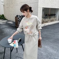 新款有货印花卫衣半身裙套装5528P175K278，女装套装/套裙，2C176