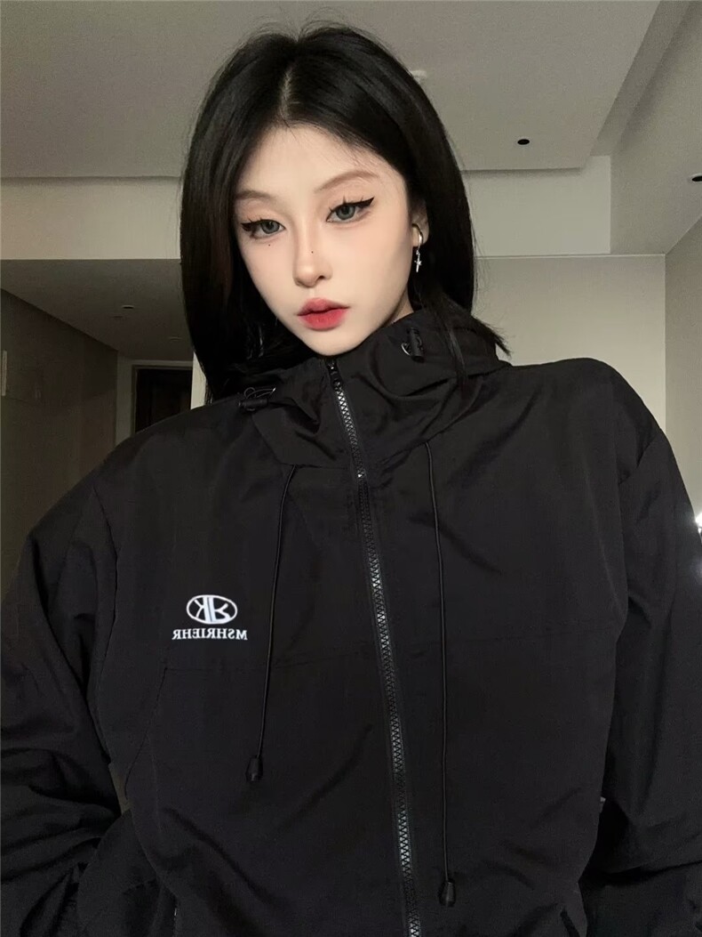 冲锋衣外套春季2023新款美式高街vintage运动连帽夹克QJK07P55,男装夹克,星座1116-2