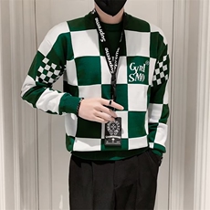 网红潮牌毛衣男秋冬季长袖打底衫2024新款内搭格子针织衫上衣S541，男装针织衫/毛衣，星座1116A-2（原606A-1）