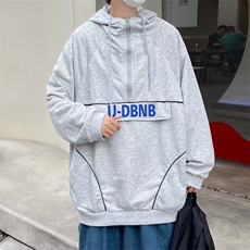 2023春秋ins韩版半拉链外套设计感卫衣男连帽高领上衣W5794-P42，男装卫衣，星座512-2