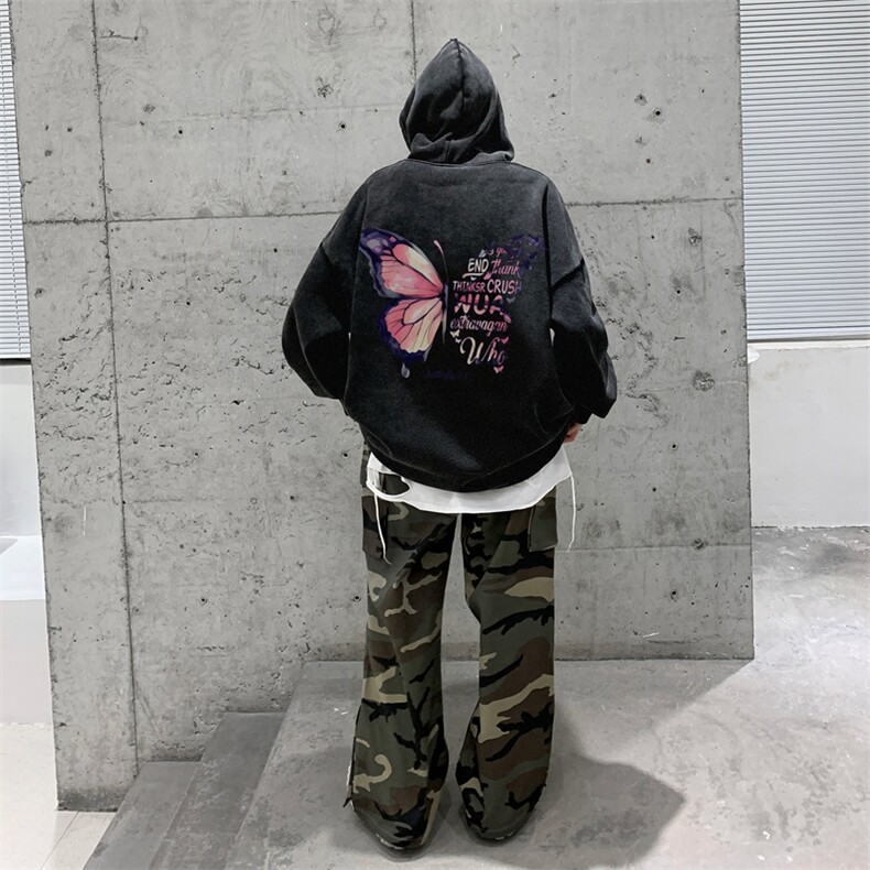 美式重磅水洗复古连帽卫衣潮流大码潮牌做旧XZ517A-BK6677-P68,男装卫衣,星座517A