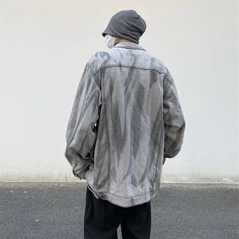美式ins潮牌街头扎染牛仔外套男春秋季宽松复古工装夹克GH22-P65,男装夹克,星座1008