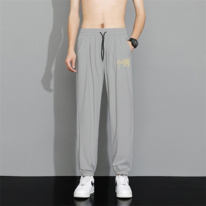 现货23夏季冰丝休闲裤男时尚潮牌设计感薄款运动长裤子K92193-P20图片