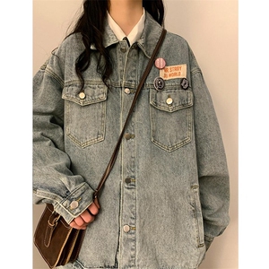 大码复古牛仔外套女春秋季2025新款美式棒球服夹克小个子宽松上衣图片
