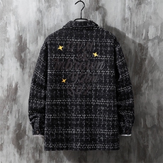 1小香风衬衣大码M-5XL情侣潮长袖衬衫男灰墙CCS8019P45加绒P55，男装衬衫，星座226-2