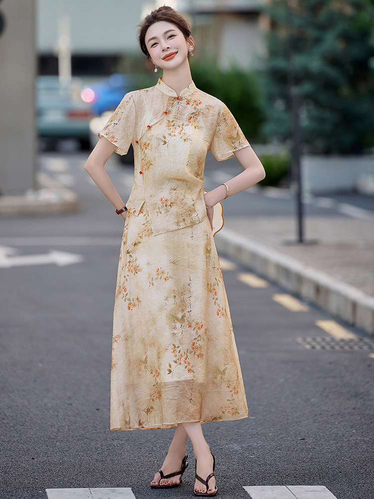 2025新款新中式印花套装女,女装套装/套裙,曼娅璐