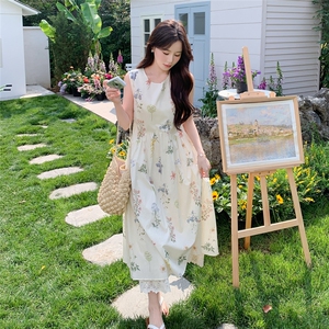 【度假风】法式轻熟风甜美收腰碎花无袖连衣裙A232-2-P125-k188图片