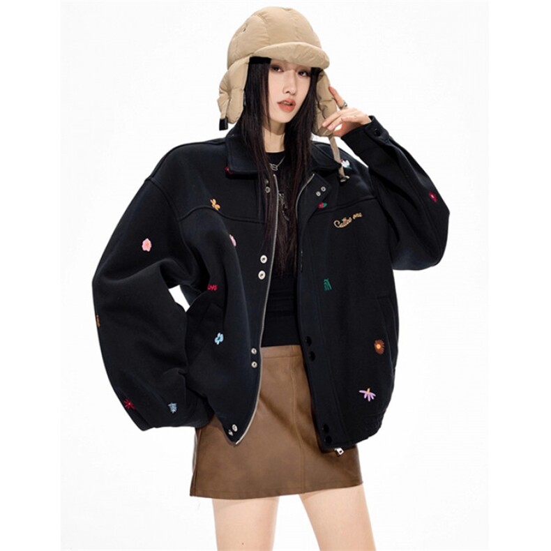 美式复古刺绣翻领外套女2025新款秋冬工装夹克上衣开衫JF225,男装夹克,星座1116A（原606A-3）