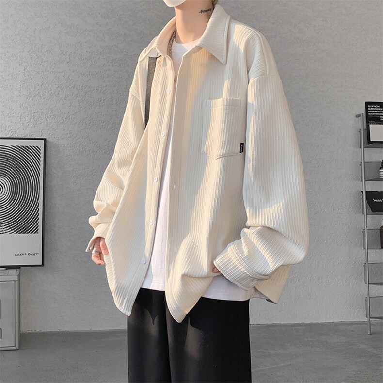 8XL-M春季衬衫外套纯色大码复古宽松轻熟风穿搭长袖衬衣CS9003P58,男装衬衫,电商B238