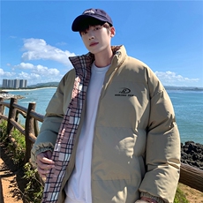 2025冬季格子三防加厚羽绒棉衣情侣撞色棉服外套MY55502特P88，男装棉衣，星座610B-1