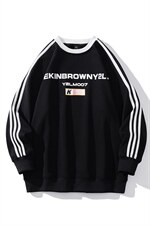 2026中性风三杠条纹圆领字母印花休闲大码M-5XL卫衣男WY77765P48，男装卫衣，星座227-7