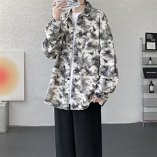 衬衫男春季新款港风宽松大码灯芯绒扎染长袖衬衫CS8108-P42，男装衬衫，星座214-3
