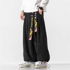 秋冬 大码风仙鹤情侣灯芯绒复古哈伦直筒裤阔腿裤潮 K126/P70图片
