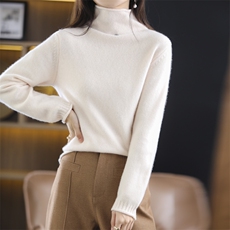 针织衫女高领套头长袖宽松显瘦羊毛毛衣2024年秋季，女装羊毛衫，冀清阳荣