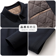 秋冬季加厚棉服外套夹棉休闲男士拉链棉袄夹克翻领干部上衣男装，男装夹克，钱塘6003（原4033）