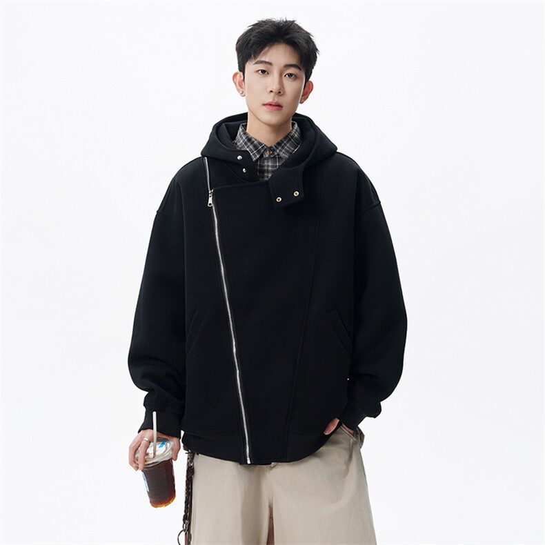 重磅420不规则连帽卫衣男宽松拉链长袖外套W023特P60，女装短外套，电商A073